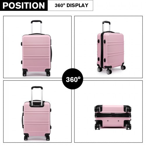 Kono ABS Sculpted Horizontal Design 28 Inch Suitcase - Pink