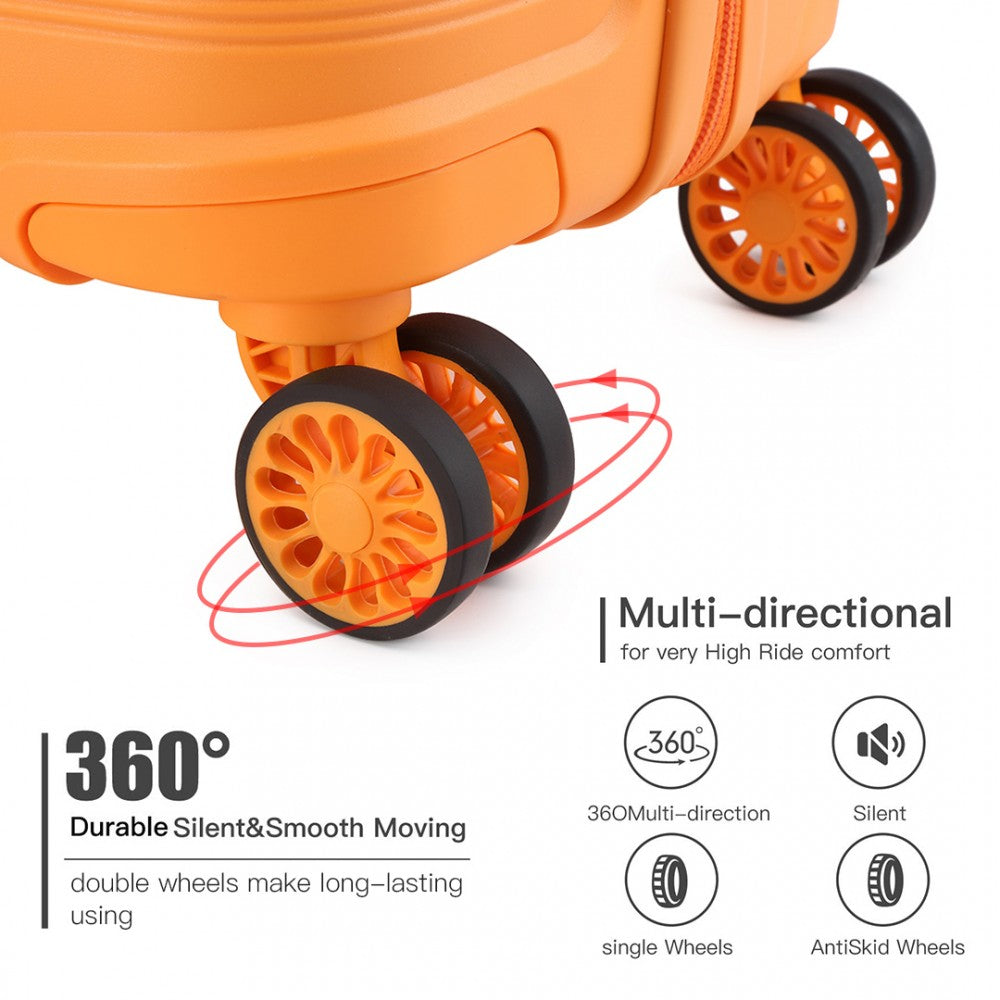 Kono 20 Inch Bright Hard Shell PP Suitcase - Classic Collection - Orange