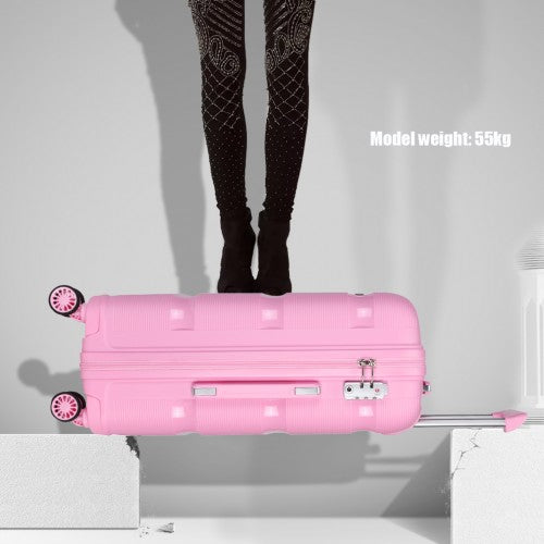 Kono Bright Hard Shell PP Suitcase 3 Pieces Set - Classic Collection - Pink