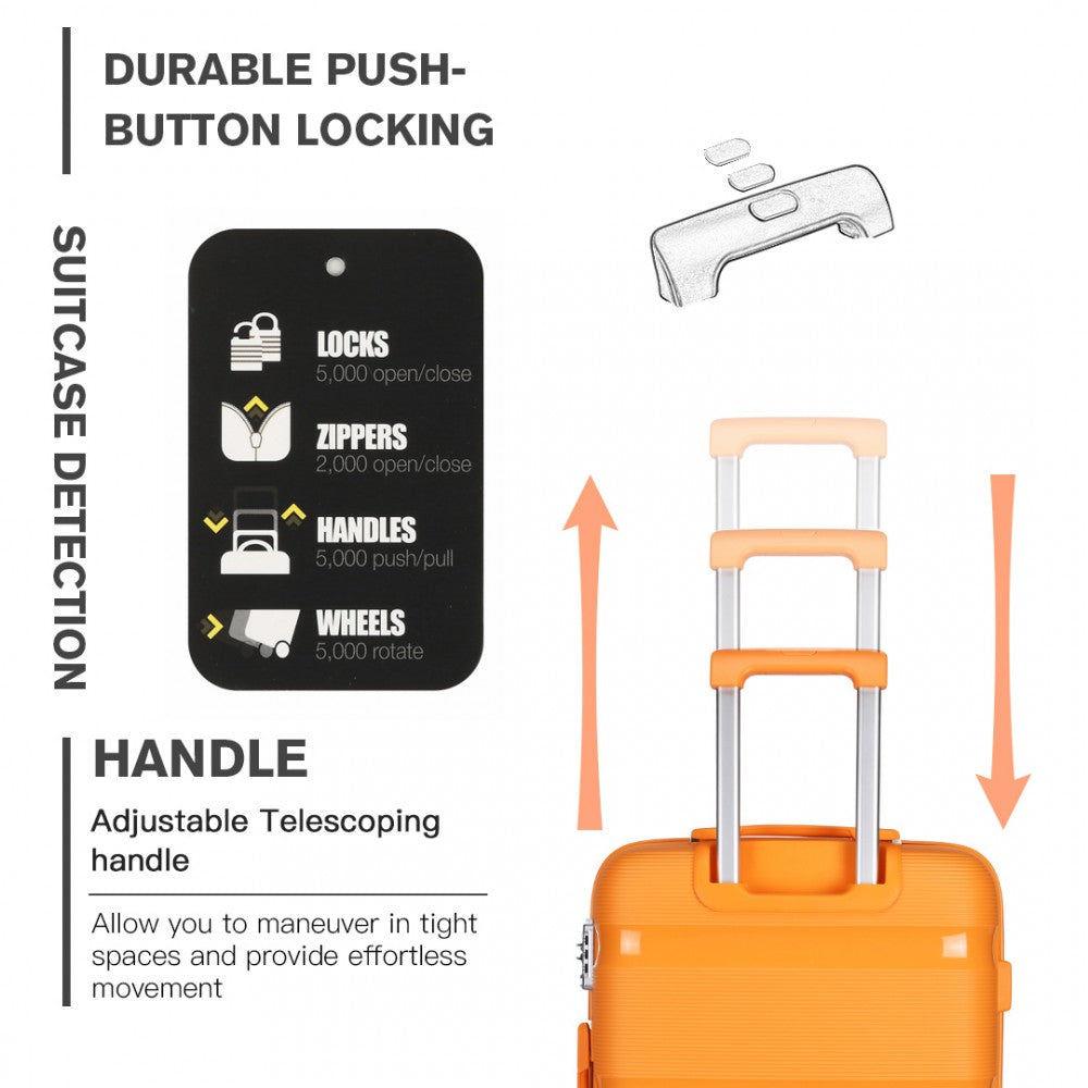 Kono 20 Inch Bright Hard Shell PP Suitcase - Classic Collection - Orange