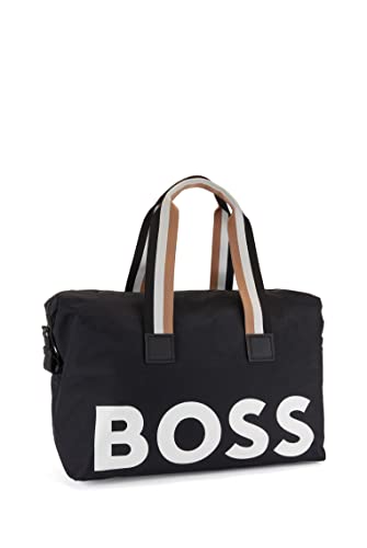 BOSS Mens Catch Holdall Recycled-nylon holdall with oversized logo and leather trims Size One Size