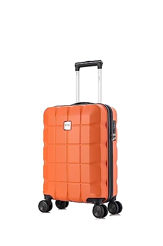 ATX Luggage Cabin Suitcase Super Lightweight Durable ABS Carry on Suitcase with 4 Dual Spinner Wheels and Built-in 3 Digit Combination Lock (Orange, 21 Inches, 33 Liter)