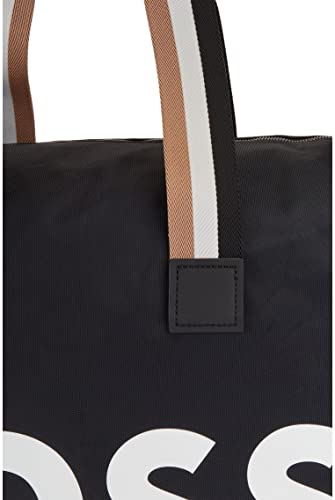BOSS Mens Catch Holdall Recycled-nylon holdall with oversized logo and leather trims Size One Size