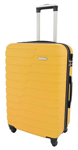 House Of Leather Medium Size Suitcase Hard Shell Four Wheel Luggage Conney Yellow