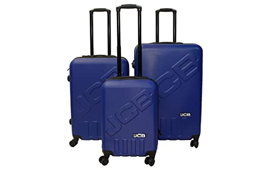 JCB - Lightweight Hard Shell Suitcase Set - Includes 20", 24" & 28" Cases - 360 Degree Spinner Wheels - ABS Polycarbonate Hard Shell - Luggage Bags for Travel - Blue