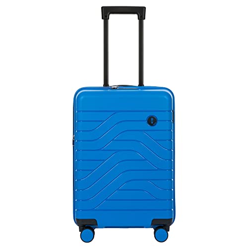 Bric's Hard-Shell Expandable Suitcase Ulisse B|Y Collection, Hand Luggage Suitcase with 4 Wheels, Resistant and Ultralight, USB Port, Integrated TSA Lock, Dimensions 37x55x23/27, Electric Blue
