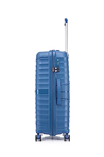 ATX Luggage Medium Suitcase Lightweight Durable Polypropylene Hard Shell Suitcase with 4 Dual Spinner Wheels and Built-in TSA Lock (Morrocan Blue, 24 Inches, 65 Liters)