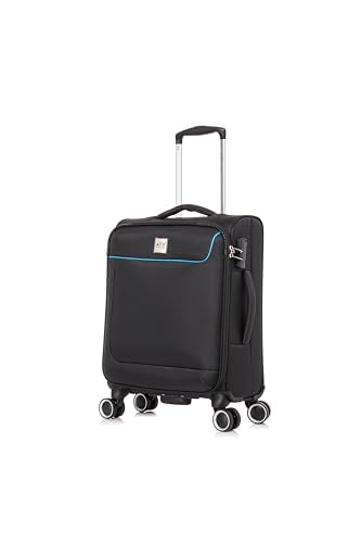 ATX Luggage Cabin Suitcase Super Lightweight Durable Carry on Suitcase with 4 Dual Spinner Wheels and Built-in 3 Digit Combination Lock (Black/Blue, 21 Inches, 33 Liter)