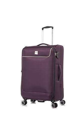 ATX Luggage Medium Suitcase Expandable Durable Lightweight Suitcase with 4 Dual Spinner Wheels and Built-in 3 Digit Combination Lock (Plum/Beige, 25 Inches, 86 Liter)