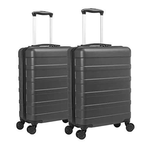 Cabin Max Anode Cabin Suitcase 55x40x20 Built in Lock, Lightweight, Hard Shell, 4 Wheels, Suitable for Ryanair, Easyjet, Jet 2 Paid Carry on (Graphite Set x 2, 55 x 40 x 20 cm)