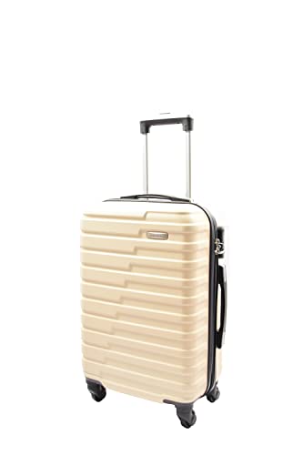 House Of Leather Cabin Size Four Wheel Suitcase Hard Shell Luggage Conney (Off White, Cabin)