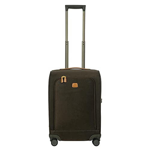Bric's Soft Side Carry On and Check-in Suitcase Spinner for Travel, Life Collection, 55cm, Olive