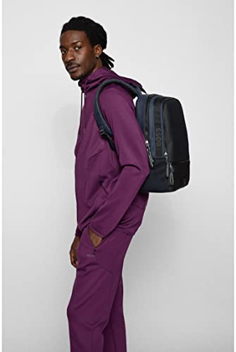 BOSS Mens Pod Backpack Double-Compartment Backpack in Faux Leather with Logo Patch Size One Size
