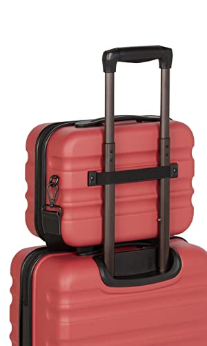 ANTLER - Vanity case - Clifton Luggage - Suitcase in Poppy - Toiletry Bag Secure - Suitcase With Two-way Zip Opening Branded Zip, Internal zip and Mesh Pockets - Luggage With Black Hardware Adjustable
