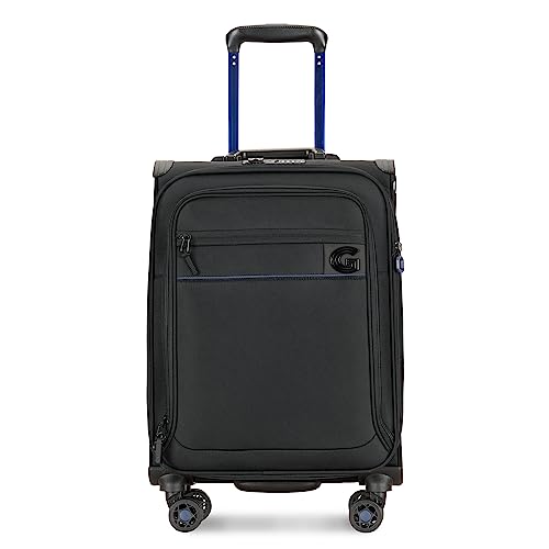 GinzaTravel 2-piece set Softside Expandable Luggage, 8 Wheel Spinner Suitcase, TSA Lock, Men and Women, Black color, Checked-Large 28-Inch, Business