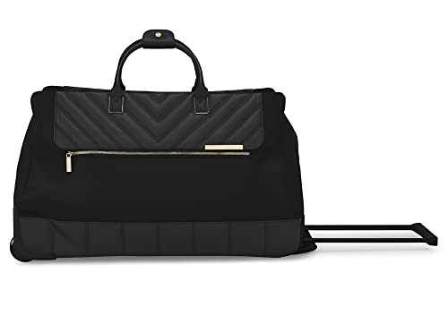 Ted Baker Luggage Albany ECO Collection, Lightweight Luxury Travel Duffle with Gold Hardware, Large, Black