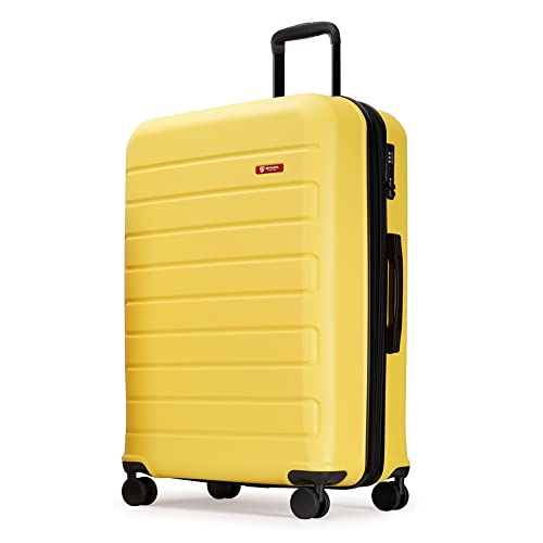 GinzaTravel Hardside Spinner, Carry-On, Wear-resistant, scratch-resistant Suitcase Luggage with Wheels, Yellow, 71.12 cm,
