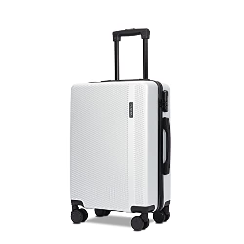 GinzaTravel Lightweight Suitcase ABS Hard Case Suitcases with Combination Lock 4 Wheels Carry-on Hand Luggage for Travel Medium(68cm 65L) White