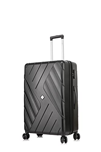 ATX Luggage Large Suitcase Expandable Super Lightweight Durable ABS Hard Shell Suitcase with 4 Dual Spinner Wheels and Built-in 3 Digit Combination Lock (Black, 28 Inches, 110 Liter)