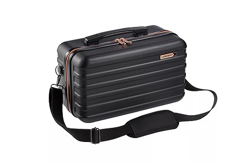 Cabin Max 40x20x25 cm Hard Shell Cabin Case with Shoulder Strap fits Ryanair Under Seat Included Hand Luggage Allowance (Black/Rose)