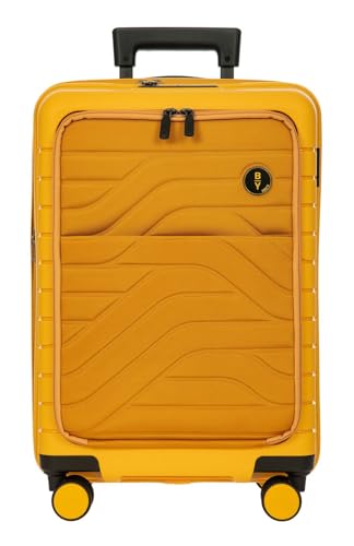 Brics by Ulisse 4-Wheel Cabin Trolley with Front Pocket 55 cm USB, mango, standard size