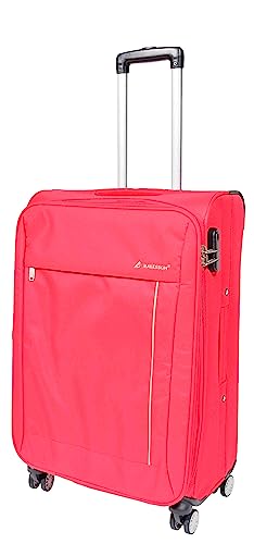 House Of Leather Medium Size Soft Suitcase 8 Wheel Spinner Expandable Luggage Travel Holiday Bags Malaga Red (Red, Medium: H: 67 x L: 43 x E: 26/5 cm, 3.6kg)
