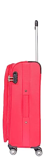House Of Leather Medium Size Soft Suitcase 8 Wheel Spinner Expandable Luggage Travel Holiday Bags Malaga Red (Red, Medium: H: 67 x L: 43 x E: 26/5 cm, 3.6kg)