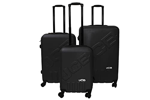 JCB - Lightweight Hard Shell Suitcase Set - Includes 20", 24" & 28" Cases - 360 Degree Spinner Wheels - ABS Polycarbonate Hard Shell - Luggage Bags for Travel - Black