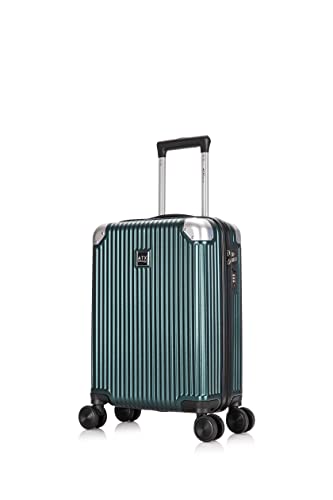 ATX Luggage Cabin Suitcase Super Lightweight Durable ABS Carry on Suitcase with 4 Dual Spinner Wheels and Built-in 3 Digit Combination Lock (Emrald Green, 21Inches, 33Liter)