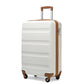 Kono Cabin Luggage Hard Shell ABS Carry-on Suitcase with 4 Spinner Wheels and Dial Combination Lock(Cream White)