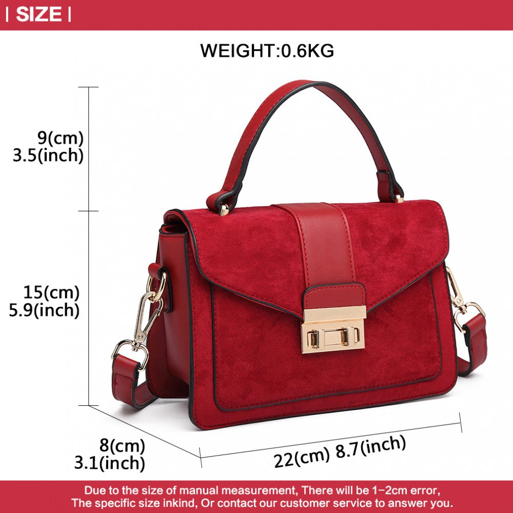 Miss Lulu Matte Leather Midi Handbag - Red