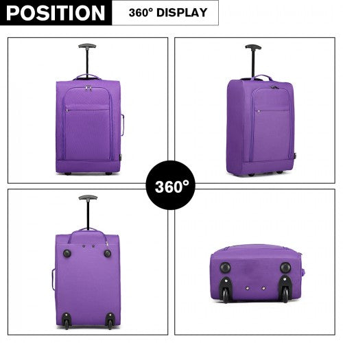 Kono Cabin Size Soft Shell Hand Luggage - Purple