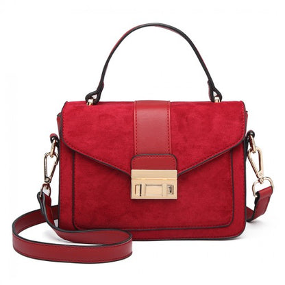 Miss Lulu Matte Leather Midi Handbag - Red