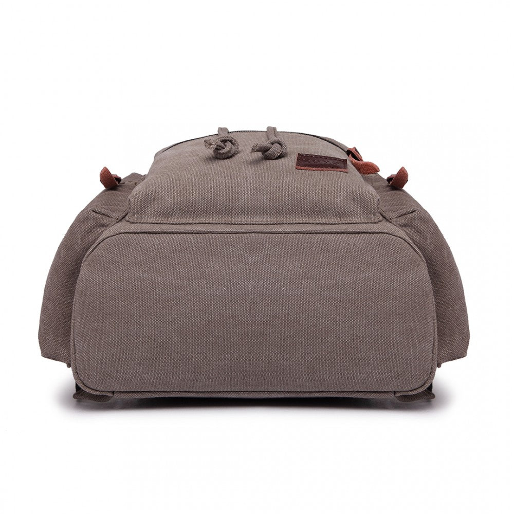 Kono Large Multi Function Leather Details Canvas Backpack Grey