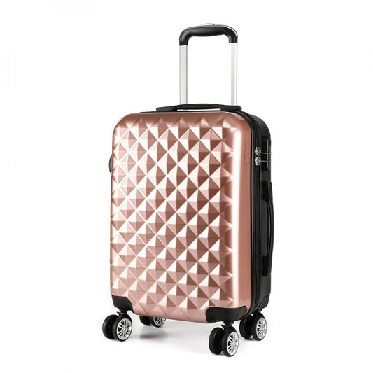 Kono Multifaceted Diamond Pattern Hard Shell 20 Inch Suitcase - Nude (Rose Gold)