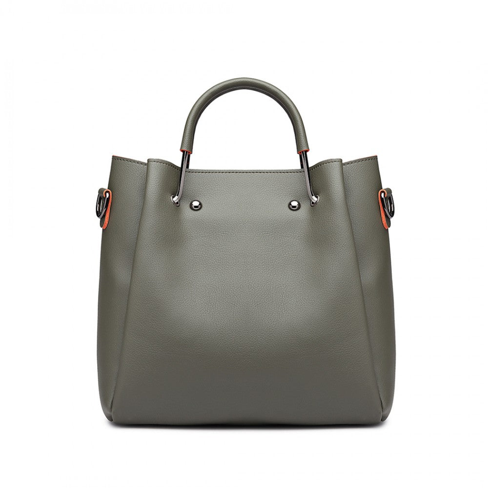 Miss Lulu Leather Look 2 In 1 Bucket Handbag - Green