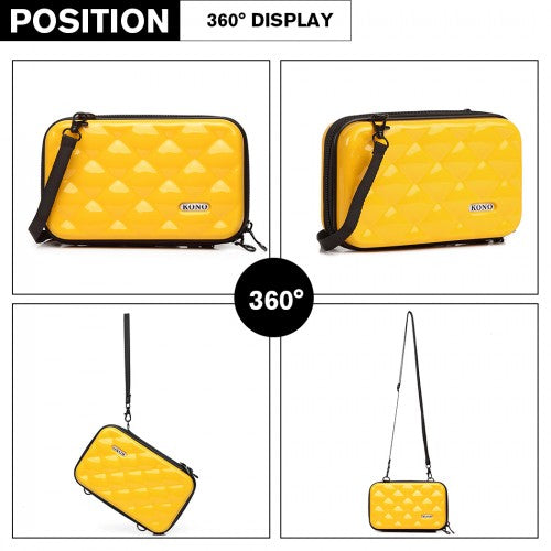 Kono Multifaceted Diamond Travel Clutch - Yellow