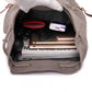 Kono Large Multi Function Leather Details Canvas Backpack Grey