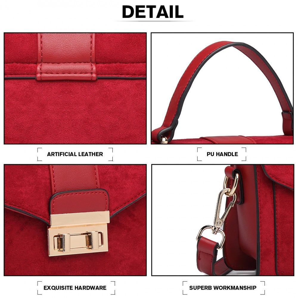 Miss Lulu Matte Leather Midi Handbag - Red