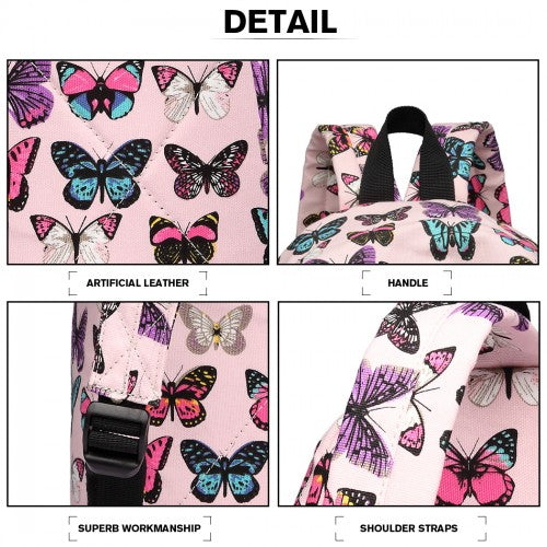 Miss Lulu Large Backpack Butterfly Pink