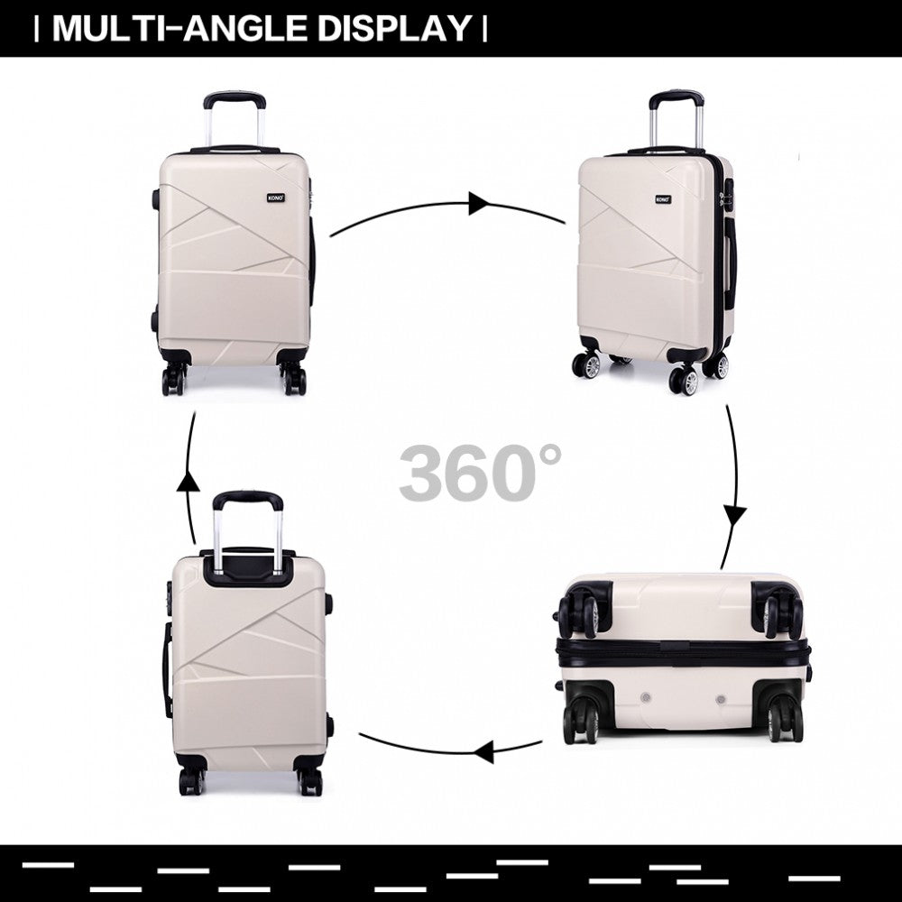Kono 24 Inch Bandage Effect Hard Shell Suitcase - Beige