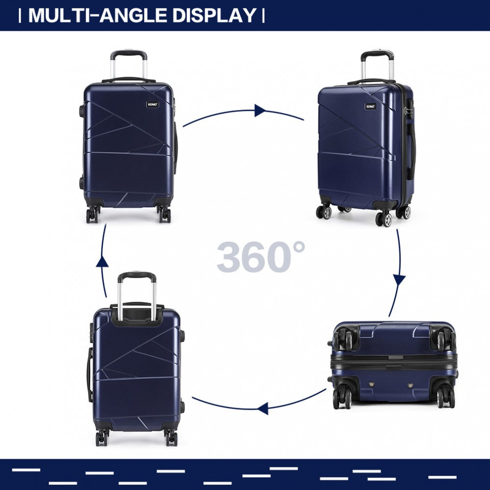 Kono 20 Inch Bandage Effect Hard Shell Suitcase - Navy