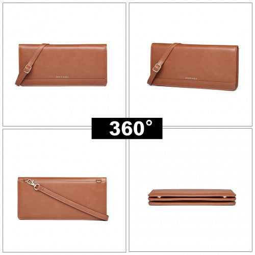 Miss Lulu Multi Use Purse Clutch Mini Shoulder Bag - Brown