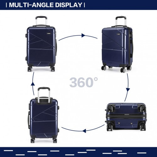 Kono 20 Inch Bandage Effect Hard Shell Suitcase - Navy