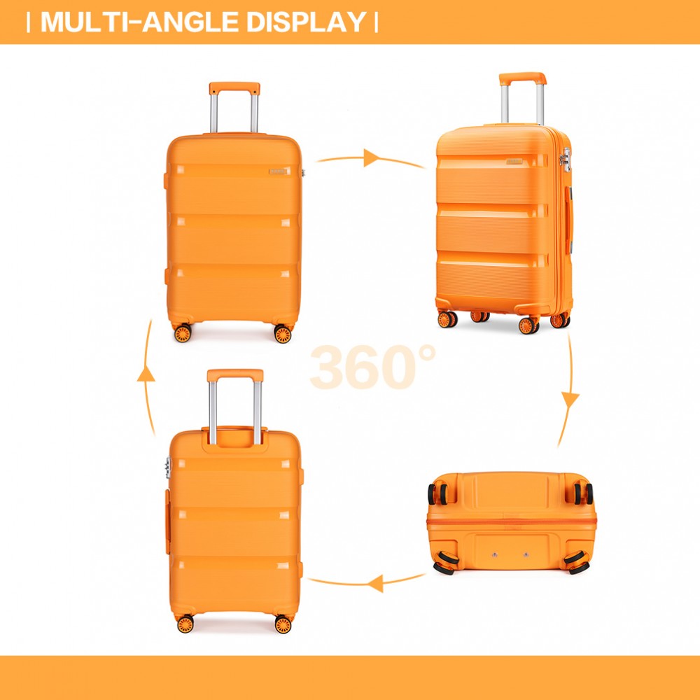 Kono Bright Hard Shell PP Suitcase 3 Pieces Set - Classic Collection - Orange