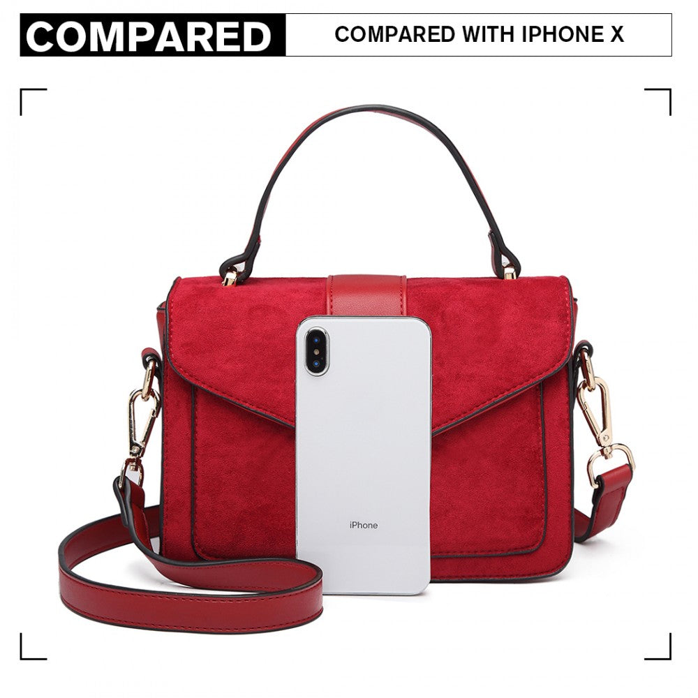 Miss Lulu Matte Leather Midi Handbag - Red