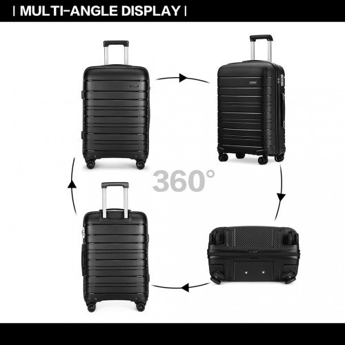Kono 28 Inch Multi Texture Hard Shell Pp Suitcase - Classic Collection - Black