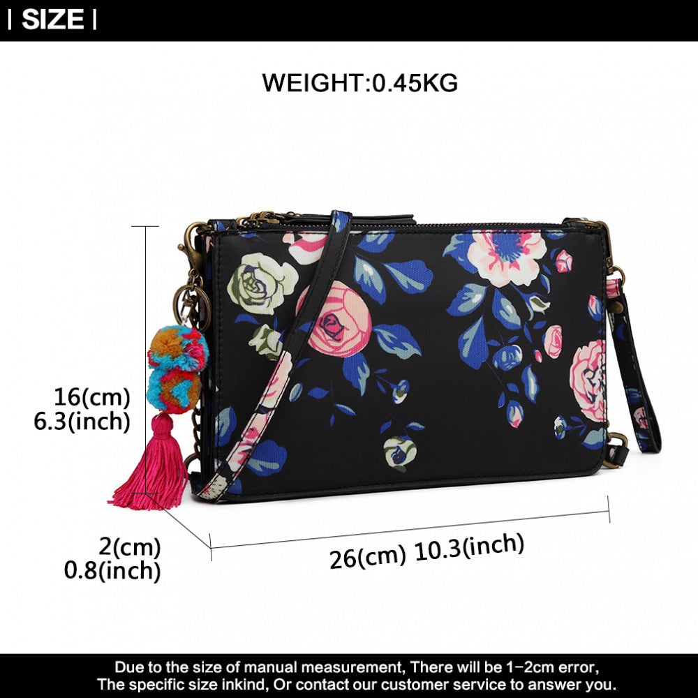 Miss Lulu Canvas With Pompom Pendant Handbag Shoulder Bag - Navy
