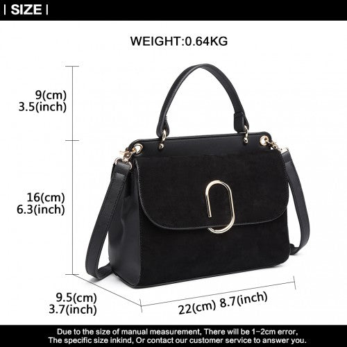 Miss Lulu Stylish Ladies Leather Handbag Shoulder Bag Black