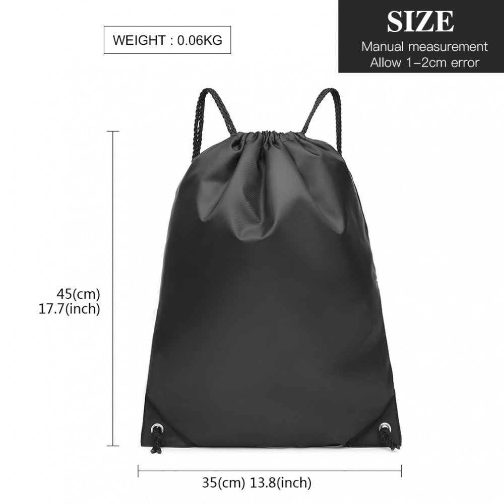 Kono Polyester Drawstring Backpack - Black